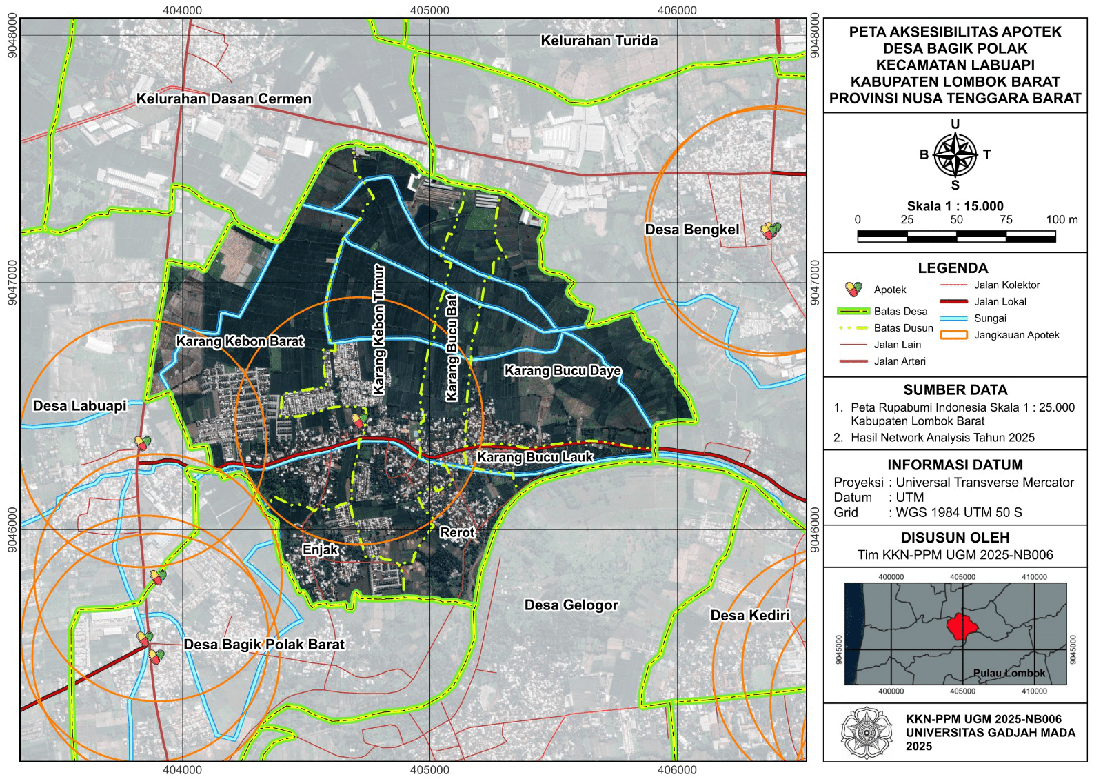 Peta Aksesibilitas Apotek Desa Bagik Polak