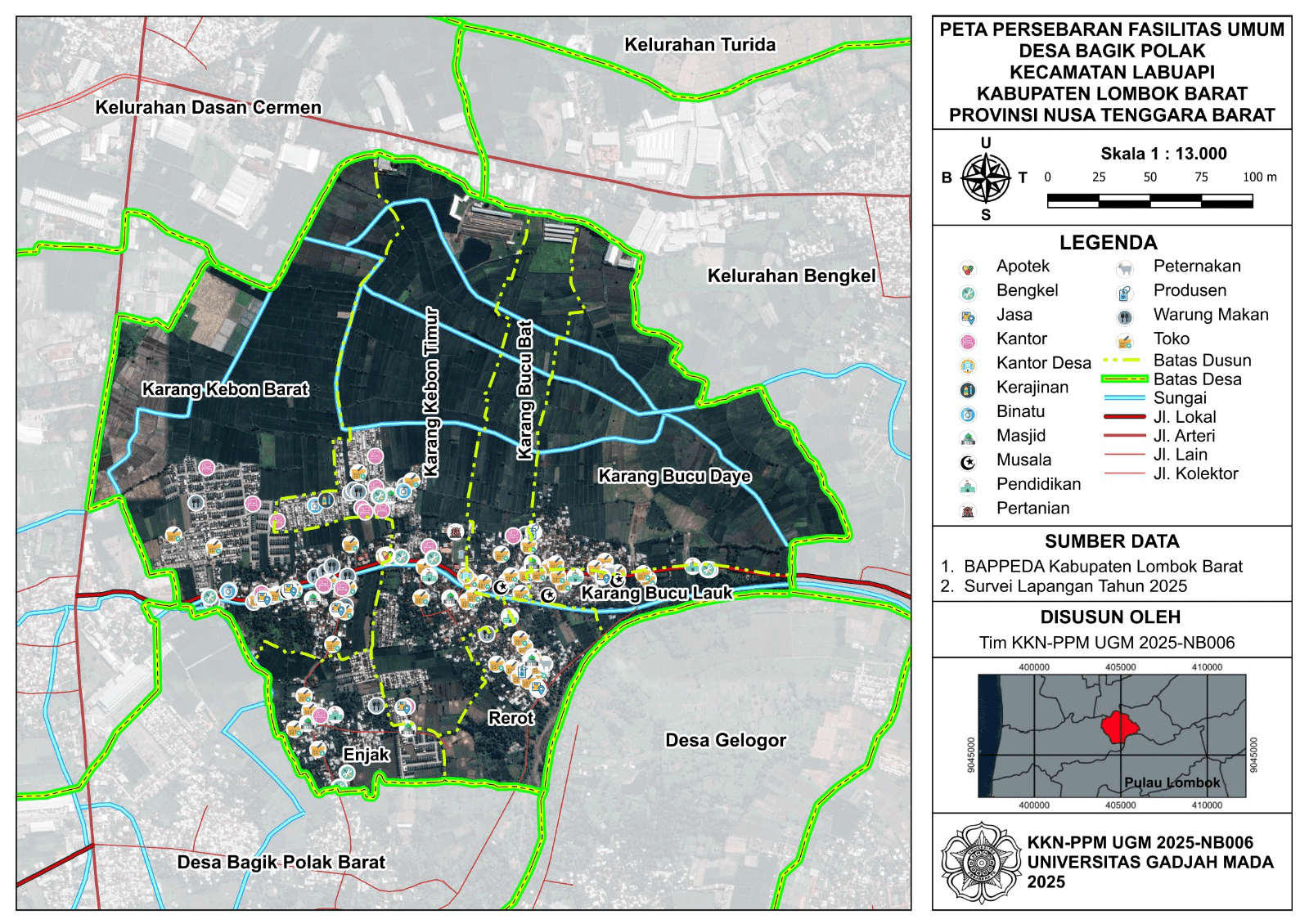 Peta Pesebaran Fasilitas Umum Desa Bagik Polak