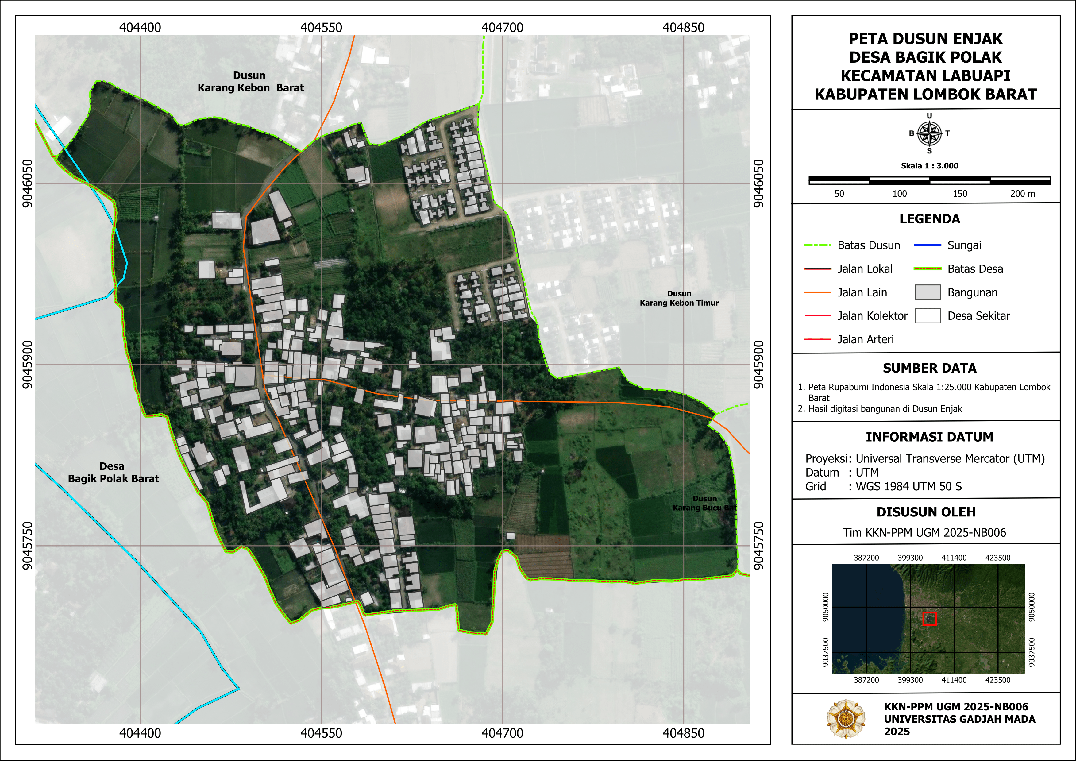 Peta Dusun Enjak Desa Bagik Polak
