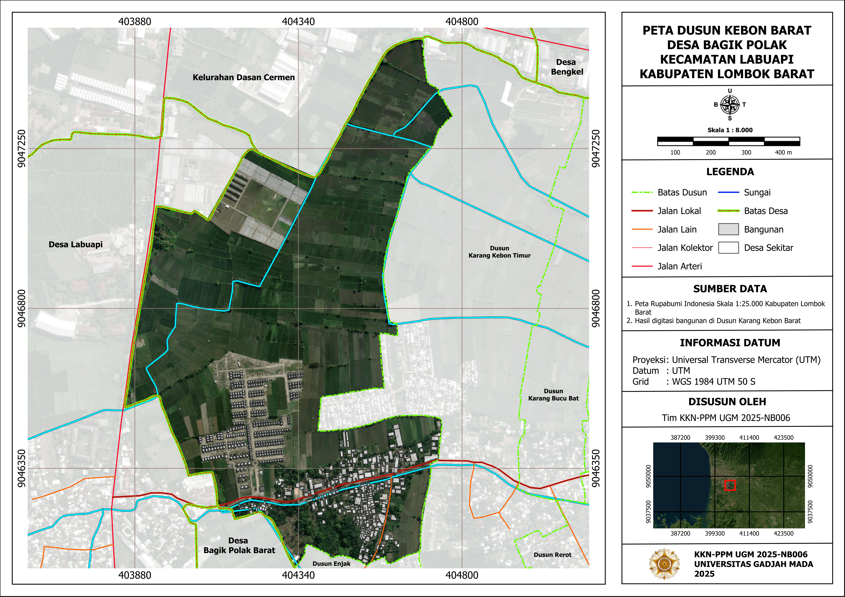 Peta Dusun Kebon Barat Desa Bagik Polak