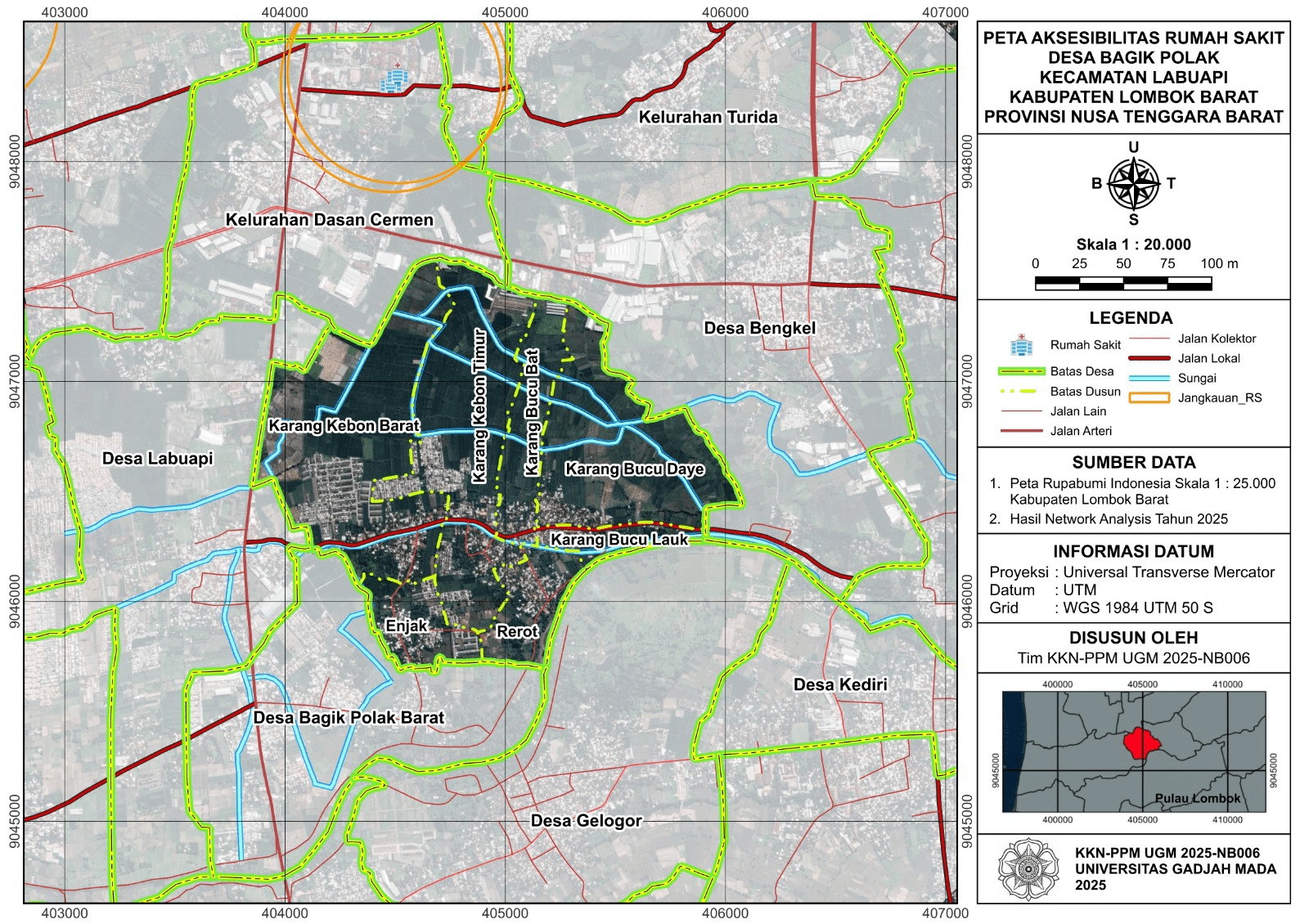 Peta Aksesibilitas Rumah Sakit Desa Bagik Polak