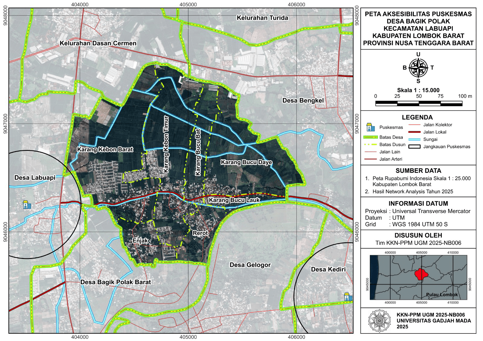 Peta Aksesibilitas Puskesmas Desa Bagik Polak